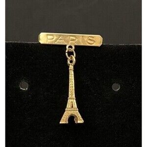 Vintage Novelty PARIS France Eiffel Tower Pin Brooch Gold Tone